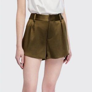 Alice + Olivia Green/Olive Silk Shorts - Size 4